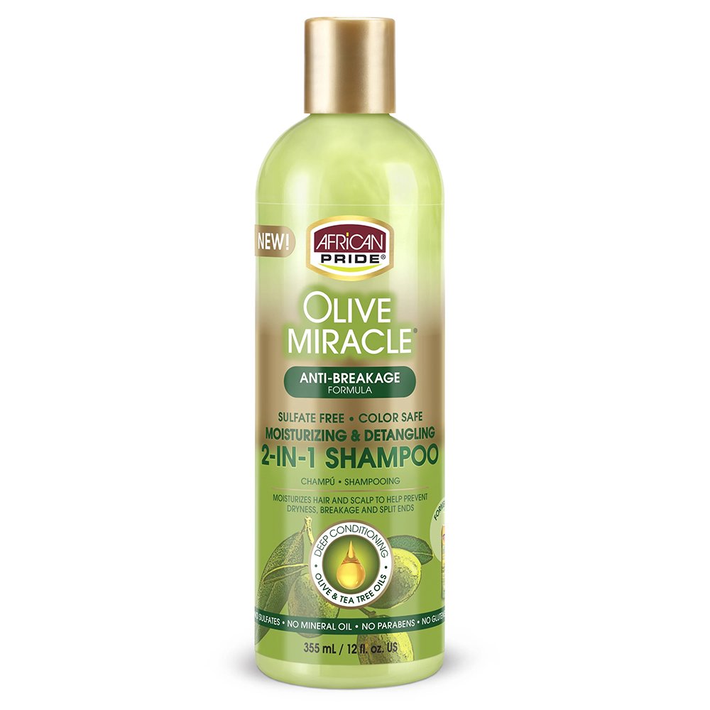 شامپو نرم کننده ضد خشکی موی فر معجزه زیتون آفریکن پراید African Pride Olive Miracle 2-in-1 Shampoo and Conditioner 355ml شامپو نرم کننده ضد خشکی موی فر معجزه زیتون آفریکن پراید African Pride Olive Miracle 2-in-1 Shampoo and Conditioner 355ml - تصویر 1