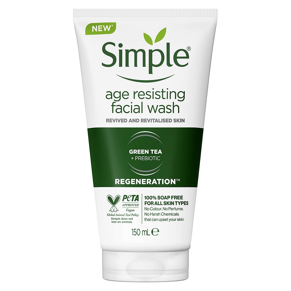 ژل شستشوی ضد پیری چای سبز سیمپل Simple Regeneration Age Resisting with green tea and prebiotic Facial Wash 150ml ژل شستشوی ضد پیری چای سبز سیمپل Simple Regeneration Age Resisting with green tea and prebiotic Facial Wash 150ml - تصویر 1