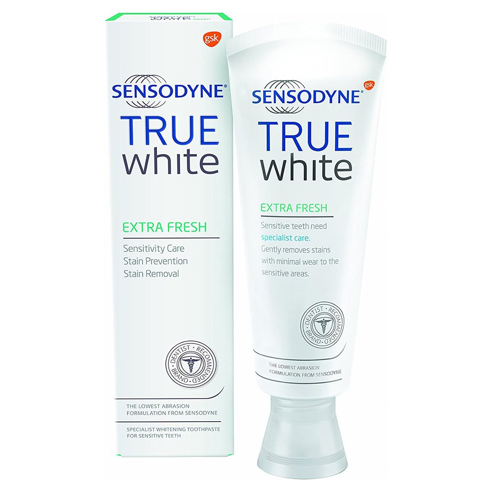 خمیر دندان سفید کننده ترو وایت سنسوداین Sensodyne True White Toothpaste Extra Fresh 75ml خمیر دندان سفید کننده ترو وایت سنسوداین Sensodyne True White Toothpaste Extra Fresh 75ml - تصویر 1